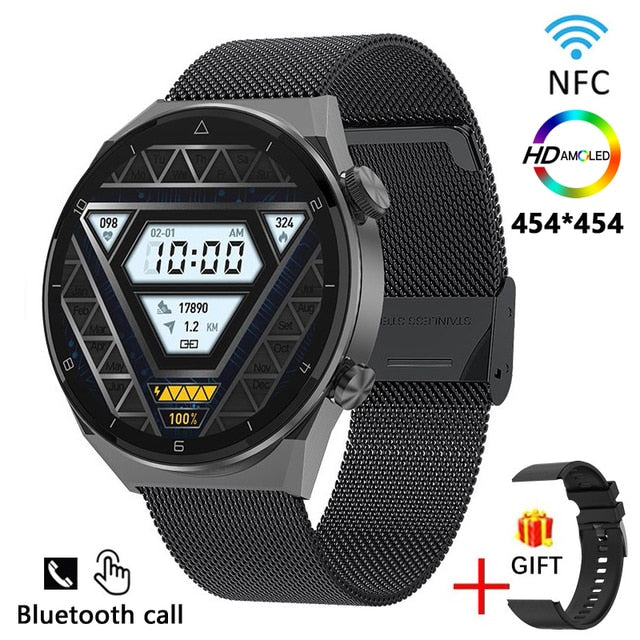 NFC Access Control Function Smartwatch Wireless Charging AMOLED Smart Watch New HD Screen Bluetooth Call Large Capacity Battery