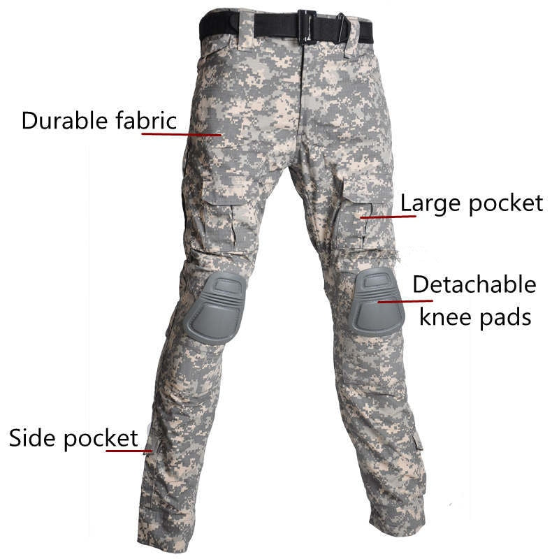 Tactical Combat Camouflage Outdoor Airsoft Paintball Clothing Military Shooting UniformShirts Cargo Pants Elbow Knee Pads Suits 1