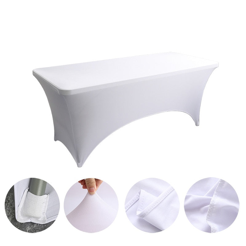 Spandex Plain Stretch Party Table Cover Cloth 4-8FT Folding Table Rectangular Cocktail Tablecloth For Wedding Banquet Christmas