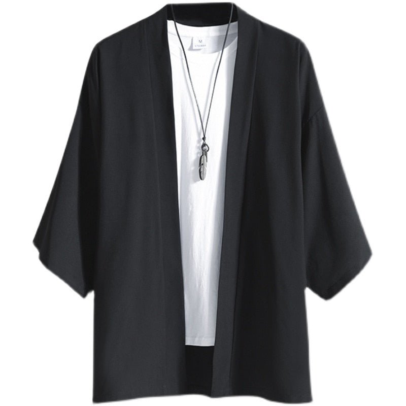 Japanese Men Cardigan Kimono Traditional Japanese Samurai Clothing Streetwear Yukata Male Shirt Haori Mens Kimono Shirt 4XL 5XL