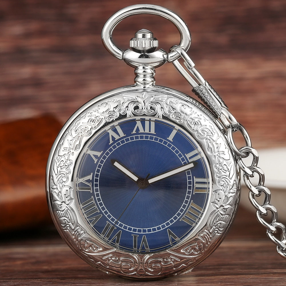 Xmas Gift Luxury Watch Men Relogio Digital Steampunk Pocket Watch Clock Vintage Self Wind Stylish Blue Dial Automatic Mechanical