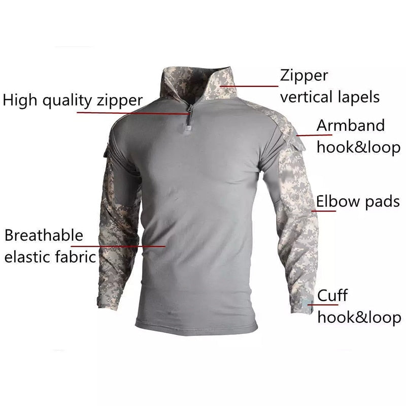 Tactical Combat Camouflage Outdoor Airsoft Paintball Clothing Military Shooting UniformShirts Cargo Pants Elbow Knee Pads Suits 1