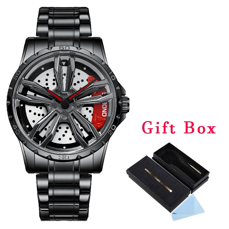 Rim Hub Watches 2022 Men Sports Car Men Watches Quartz Waterproof Sport Stainless Steel Wheel Wristwatch Car Quartz Men Watches