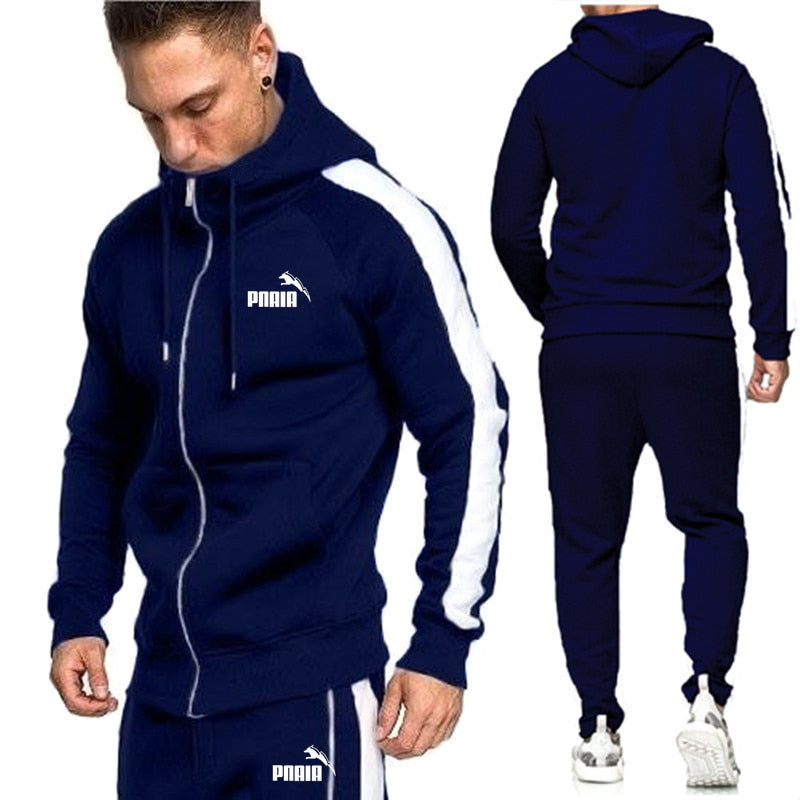 PNAIA Men Tracksuits Sets Hoodies Zipper Outwear Sportwear+Sweatpants Sets Male Workout Sports Outfit Autumn/Winter Clothing