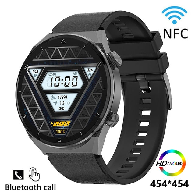 NFC Access Control Function Smartwatch Wireless Charging AMOLED Smart Watch New HD Screen Bluetooth Call Large Capacity Battery