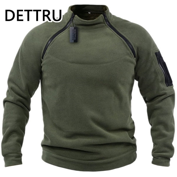 Winter Mens Military Sweatshirt Fleece Zipper Pullover Fashion Men's Solid Color Loose Lamb Thick Jacket Men Clothing Streetwear
