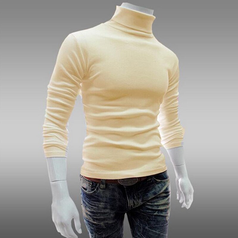 Spring Thin Men Turtleneck Sweaters Black Pullovers Clothing For Men Cotton Harajuku Knitted Sweater Male Solid Pull Hombre Tops