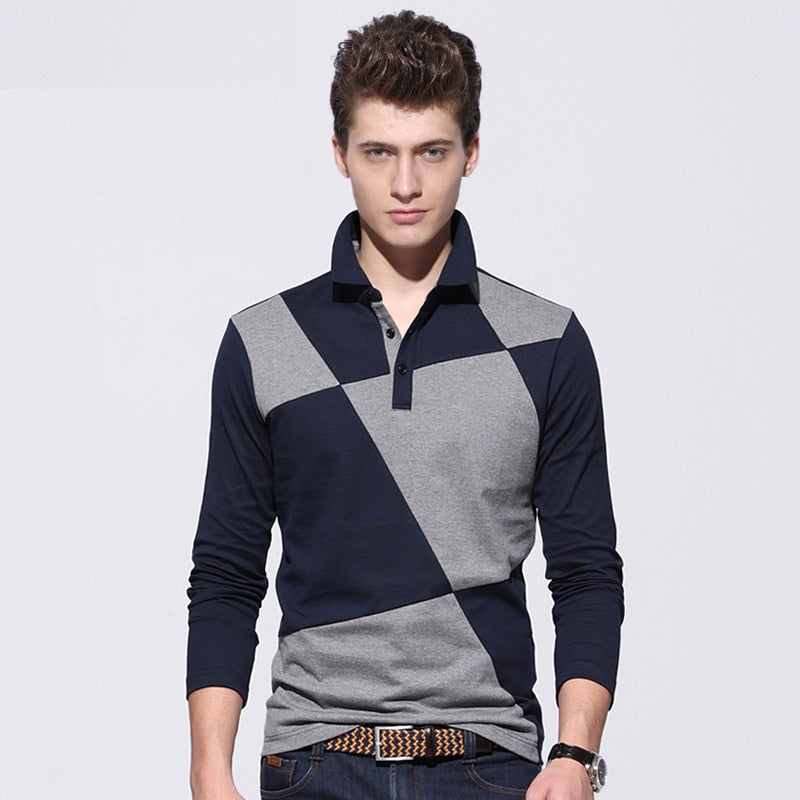BROWON Brand Casual Shirt Men Contrast Color Pattern Long Sleeve Turn Down Color mens shirt brands Mens Clothing