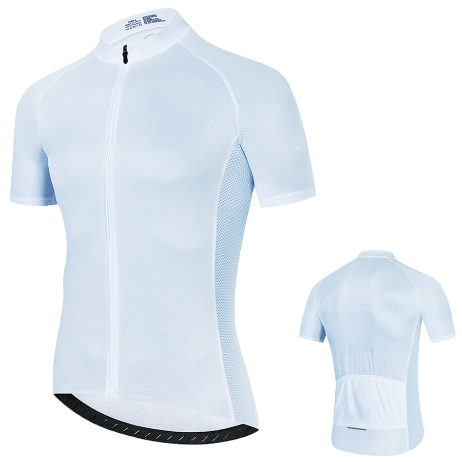 Men Cycling Jersey White Cycling Clothing Quick Dry Bicycle Short Sleeves MTB Mallot Ciclismo Enduro Shirts Bike Clothes Uniform