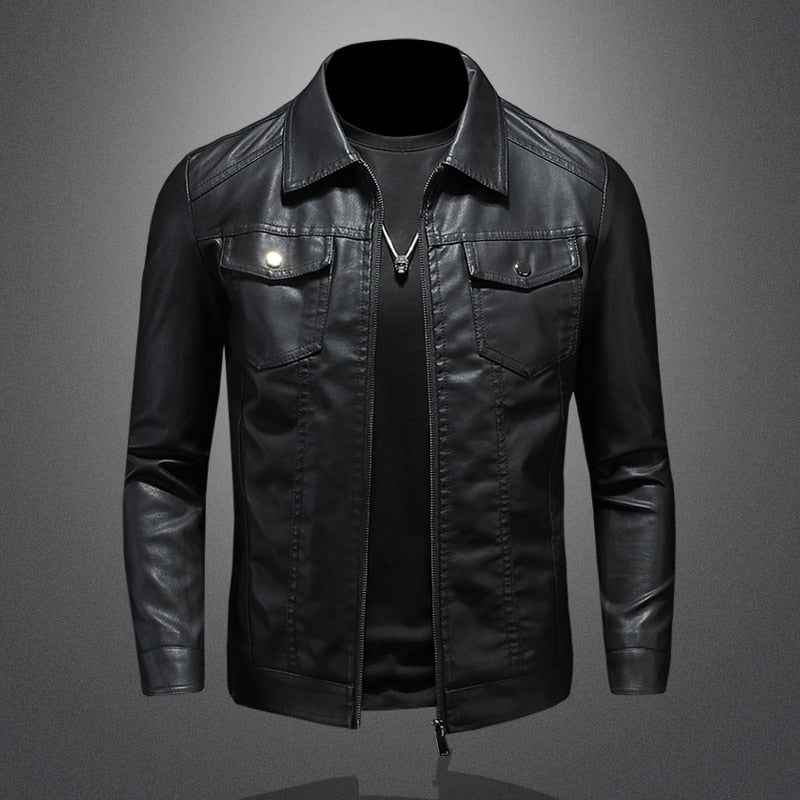 DEMANKE Spring Autumn 2022 New Mens Leather Jackets Slim Fit Male Fashion Jackets Faux Windproof Warm Coats Man Brand Clothing