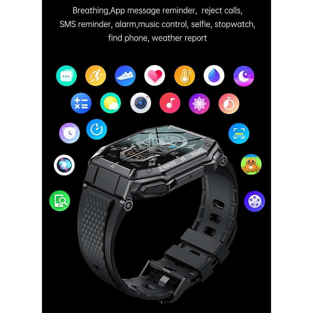 XIAOMI 1.85inch Bluetooth Military Smart Watch Men Call 350mAh 24H Healthy Monitor Outdoor IP68 Waterproof Sports Smartwatch