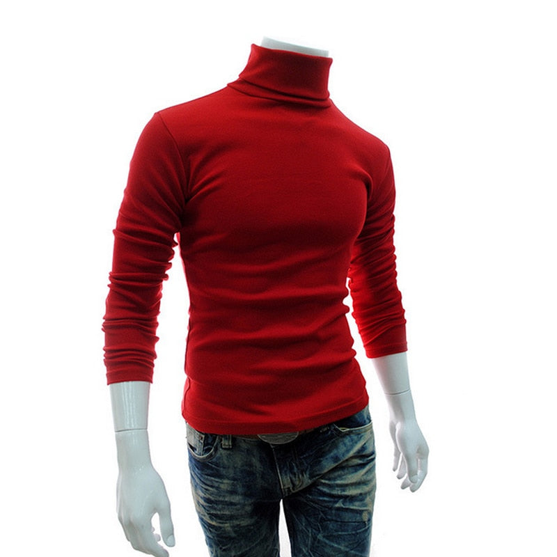Spring Thin Men Turtleneck Sweaters Black Pullovers Clothing For Men Cotton Harajuku Knitted Sweater Male Solid Pull Hombre Tops