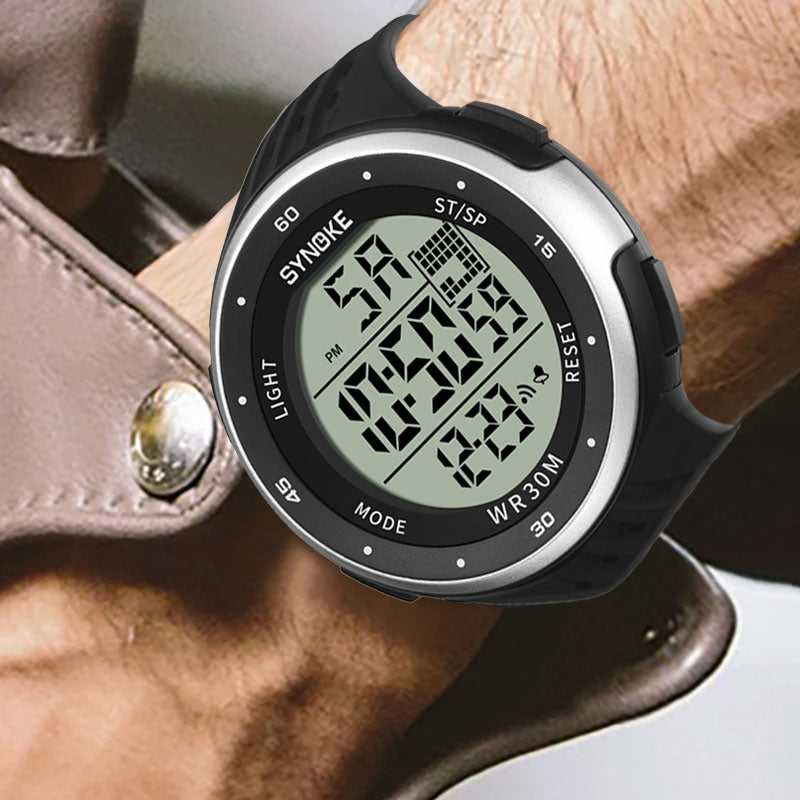 SYNOKE Men Digital Watch LED Display Waterproof Male Wristwatch Chronograph Calendar Alarm Week Sports Watches Relogio Masculino