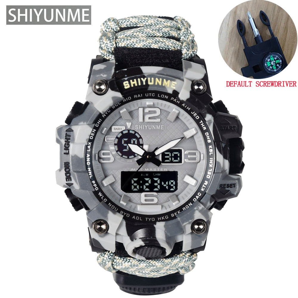 Men Military Sports LED Digital Watches Compass Outdoor Survival Multi-function Waterproof Men's Quartz Watch Relogio Masculino