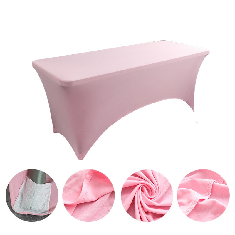 Spandex Plain Stretch Party Table Cover Cloth 4-8FT Folding Table Rectangular Cocktail Tablecloth For Wedding Banquet Christmas