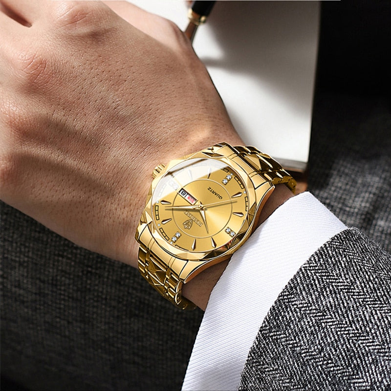 Fashion Luxury Gold Watch Men 2022 New Military Sport Quartz Wristwatch Calendar Casual Clock Stainless Steel Wateproof Watches