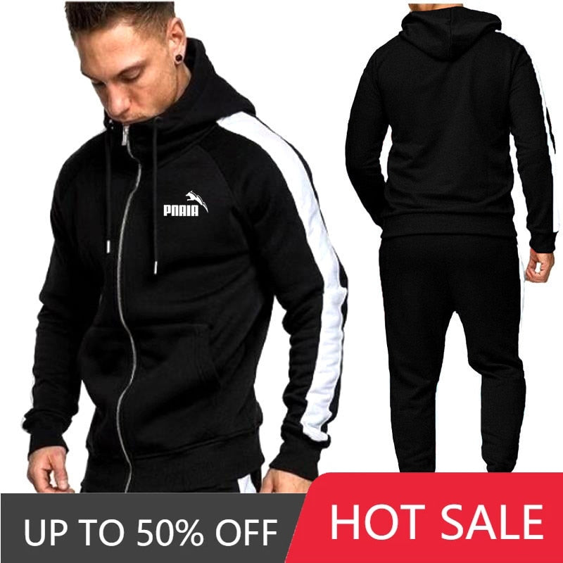 PNAIA Men Tracksuits Sets Hoodies Zipper Outwear Sportwear+Sweatpants Sets Male Workout Sports Outfit Autumn/Winter Clothing