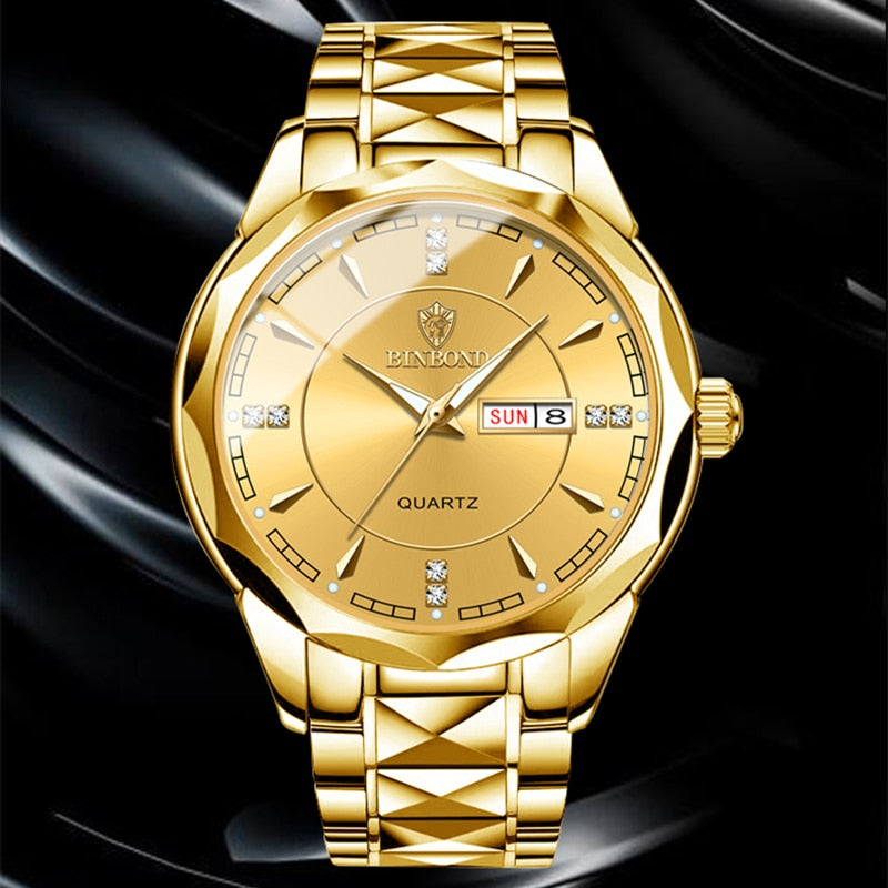 Fashion Luxury Gold Watch Men 2022 New Military Sport Quartz Wristwatch Calendar Casual Clock Stainless Steel Wateproof Watches