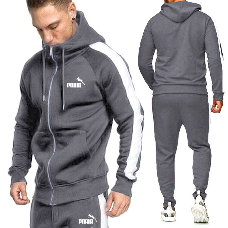 PNAIA Men Tracksuits Sets Hoodies Zipper Outwear Sportwear+Sweatpants Sets Male Workout Sports Outfit Autumn/Winter Clothing