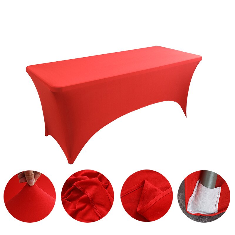 Spandex Plain Stretch Party Table Cover Cloth 4-8FT Folding Table Rectangular Cocktail Tablecloth For Wedding Banquet Christmas