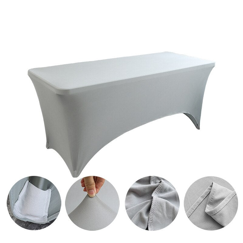 Spandex Plain Stretch Party Table Cover Cloth 4-8FT Folding Table Rectangular Cocktail Tablecloth For Wedding Banquet Christmas