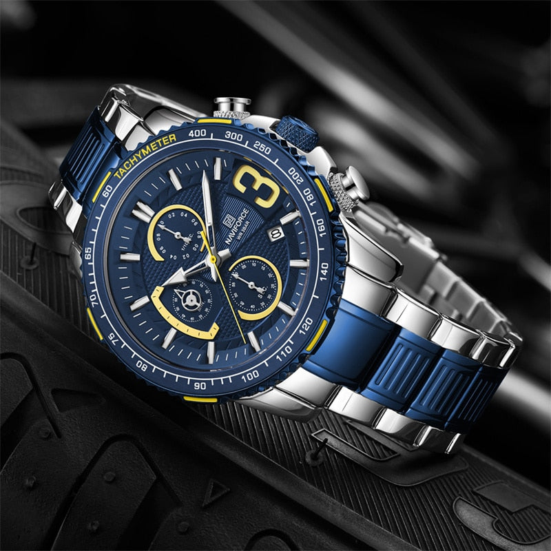NAVIFORCE Luxury Watch For Men Quartz Chronograph Sport Waterproof Man Watches Military Fashion Stainless Steel Wristwatch Clock