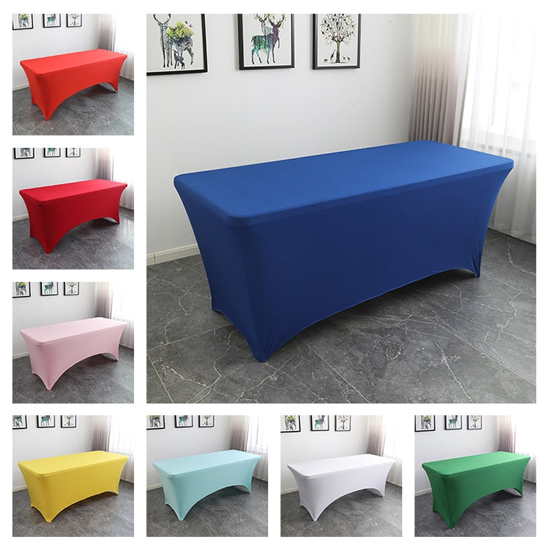 Spandex Plain Stretch Party Table Cover Cloth 4-8FT Folding Table Rectangular Cocktail Tablecloth For Wedding Banquet Christmas