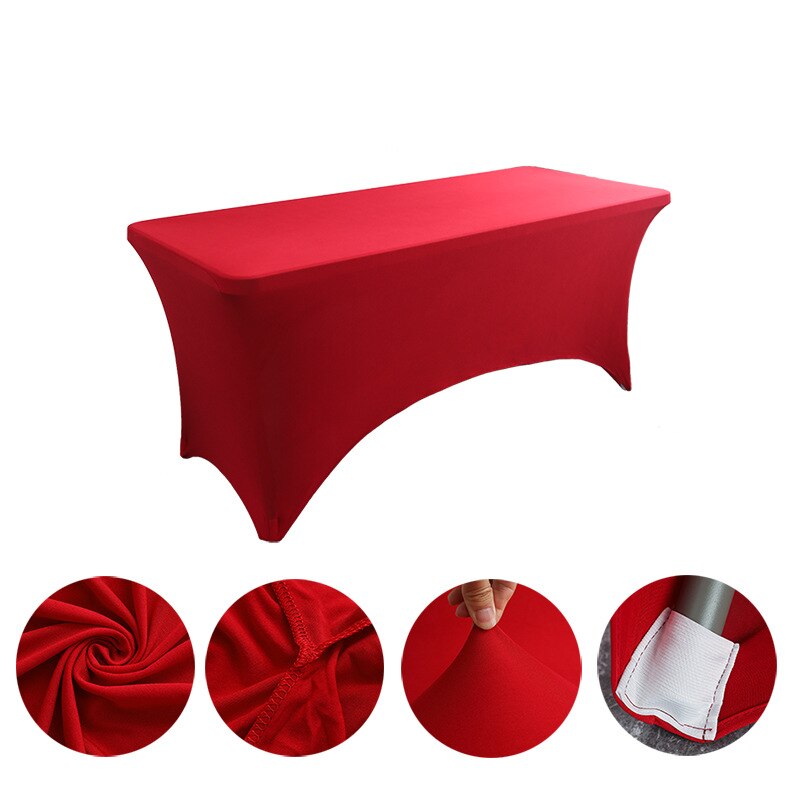 Spandex Plain Stretch Party Table Cover Cloth 4-8FT Folding Table Rectangular Cocktail Tablecloth For Wedding Banquet Christmas