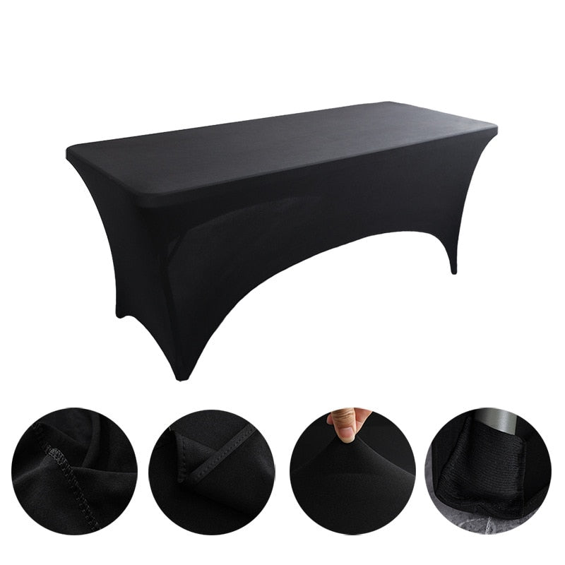 Spandex Plain Stretch Party Table Cover Cloth 4-8FT Folding Table Rectangular Cocktail Tablecloth For Wedding Banquet Christmas