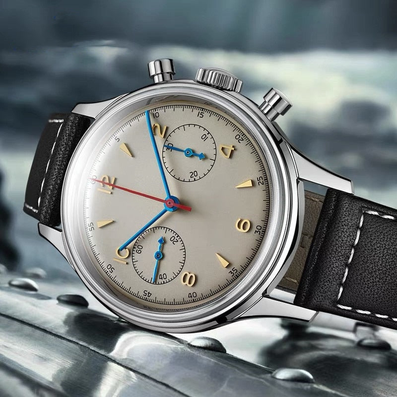 Pilot Seagull Movement 1963 Chronograph Mens Watch Sapphire Quartz 40mm Male Wrist Watches For Men Waterproof montre homme