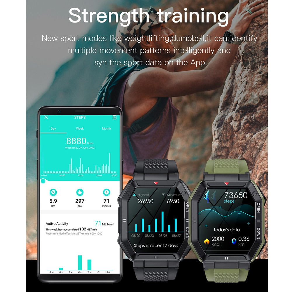 XIAOMI 1.85inch Bluetooth Military Smart Watch Men Call 350mAh 24H Healthy Monitor Outdoor IP68 Waterproof Sports Smartwatch