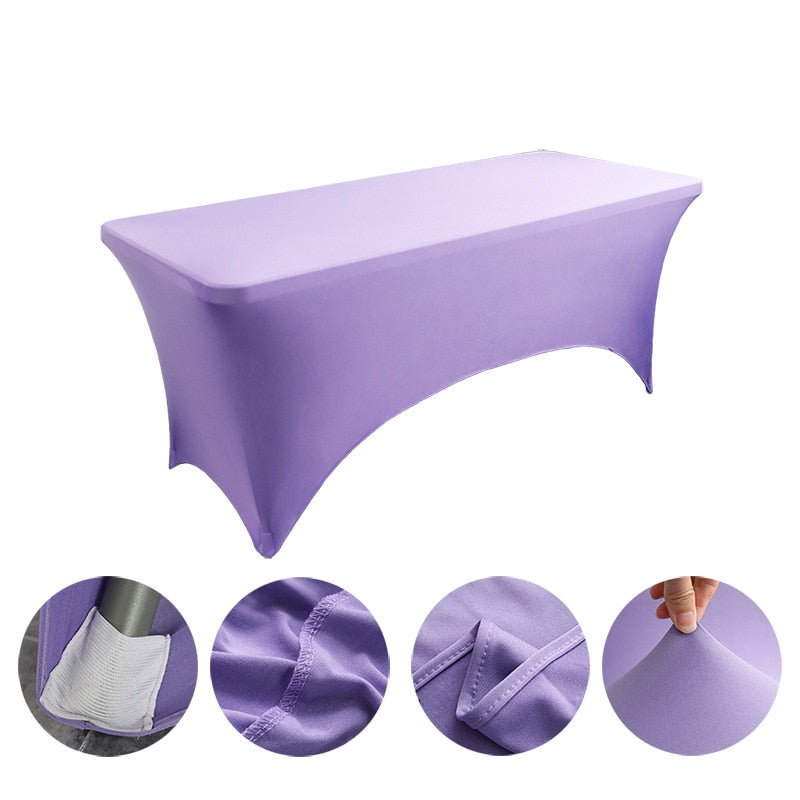 Spandex Plain Stretch Party Table Cover Cloth 4-8FT Folding Table Rectangular Cocktail Tablecloth For Wedding Banquet Christmas