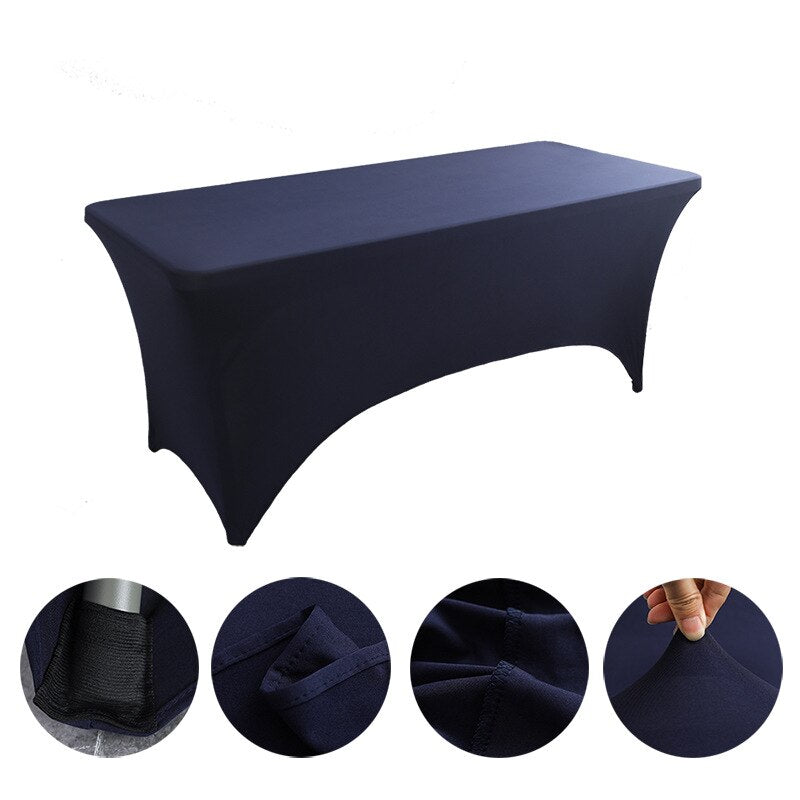 Spandex Plain Stretch Party Table Cover Cloth 4-8FT Folding Table Rectangular Cocktail Tablecloth For Wedding Banquet Christmas