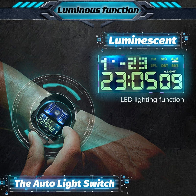 NORTH EDGE 2022 Men's Digital Watch Retro Industrial Metal Style Waterproof 50M Sport Watches For Men World Time reloj de hombre