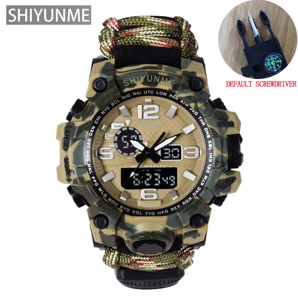 Men Military Sports LED Digital Watches Compass Outdoor Survival Multi-function Waterproof Men's Quartz Watch Relogio Masculino