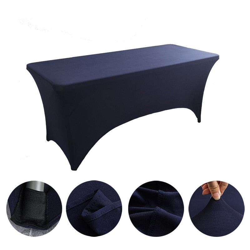 Spandex Plain Stretch Party Table Cover Cloth 4-8FT Folding Table Rectangular Cocktail Tablecloth For Wedding Banquet Christmas