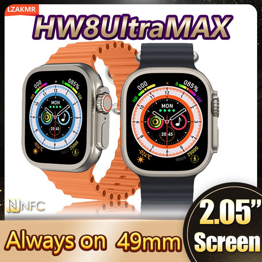 NEW In 49mm HW8 Ultra MAX Smart Watch Strap Lock 1:1 Orginal  Always on Man Body Temp Series 8 2.05" 520*580 Call NFC OUTDOOR
