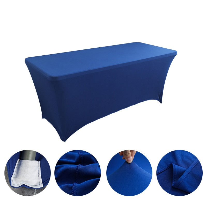 Spandex Plain Stretch Party Table Cover Cloth 4-8FT Folding Table Rectangular Cocktail Tablecloth For Wedding Banquet Christmas